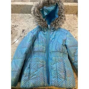 Girls R 1881 blue multicolored winter coat size‎ 4